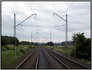 Oberleitung in Richtung Hallstadt